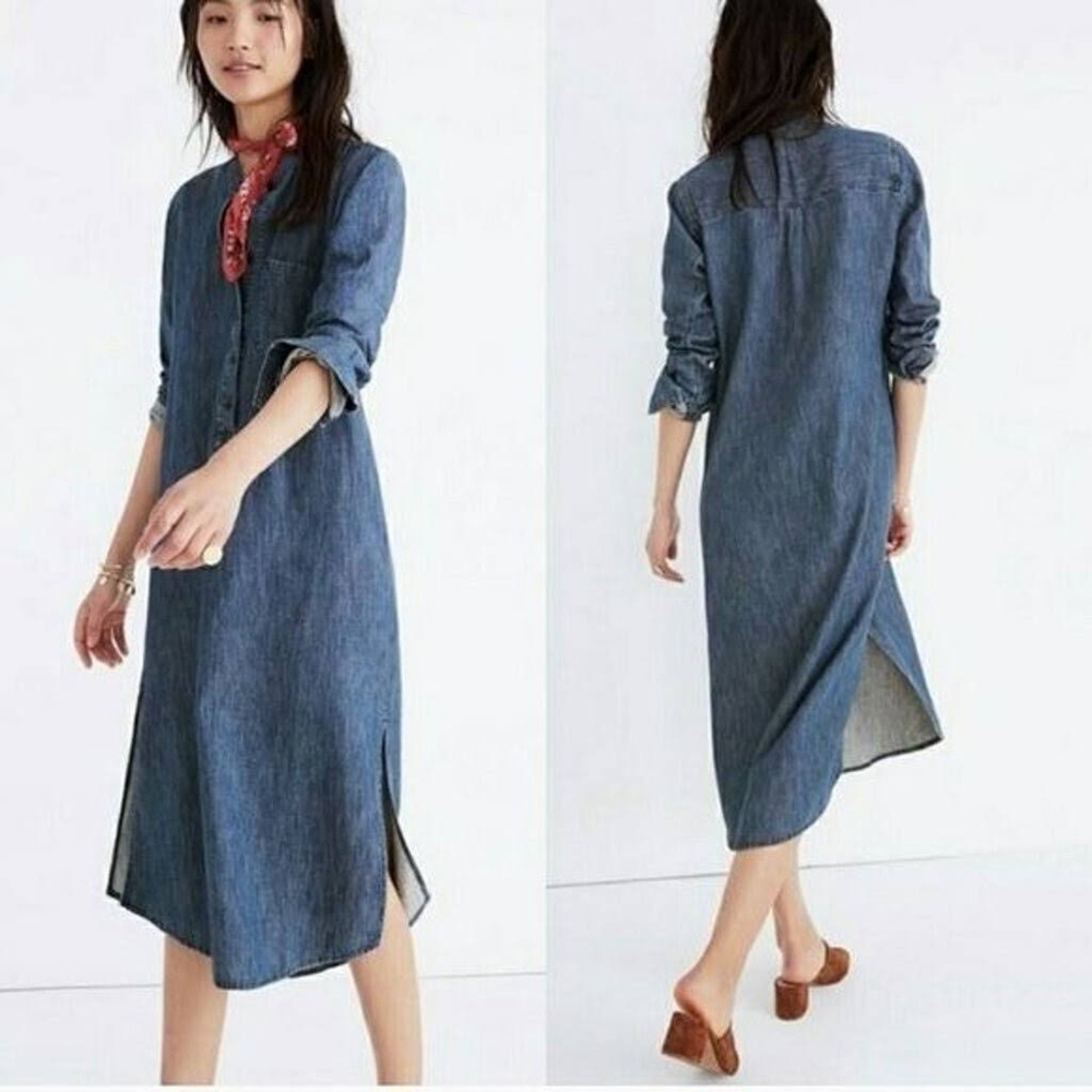 Madewell Denim MIDI Popover dress
